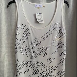 NWT Calvin Klein white tank top with jewels. Size medium